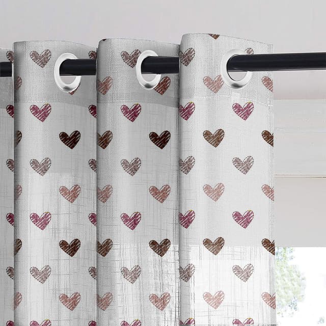 Doodle Hearts Sheer Curtain