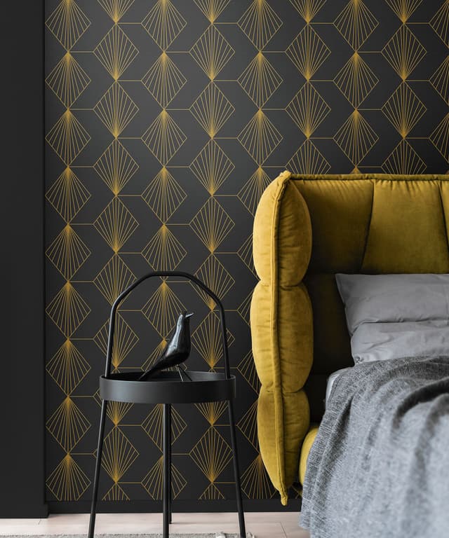 Deep Emerald Gold Art Deco Wallpaper