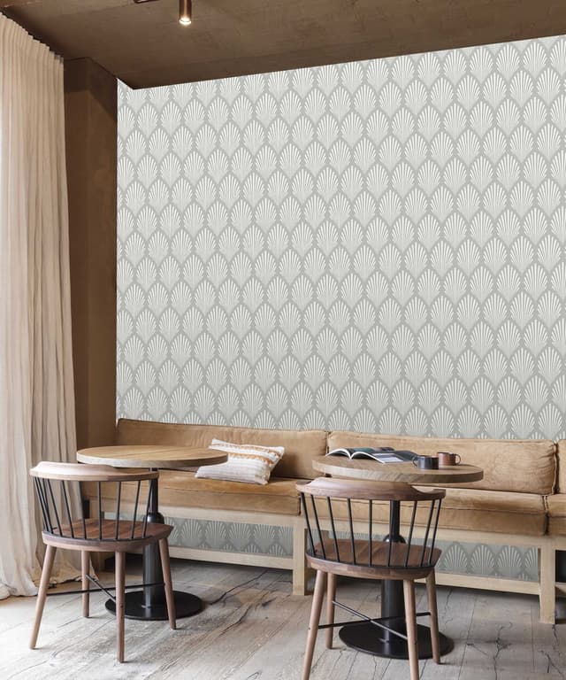Dove Grey Art Deco Scallop Wallpaper