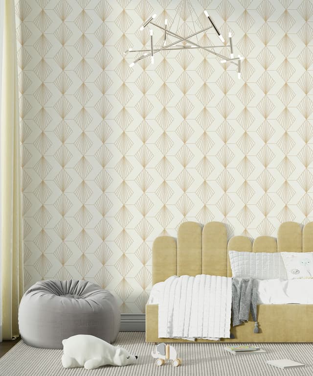 Ivory Gold Art Deco Wallpaper