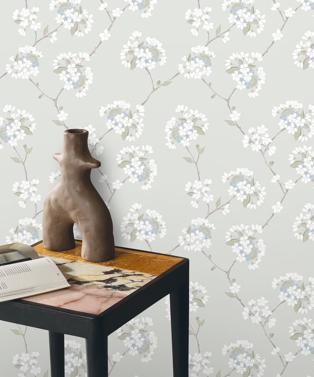 Mist Blue Cherry Blossom Wallpaper