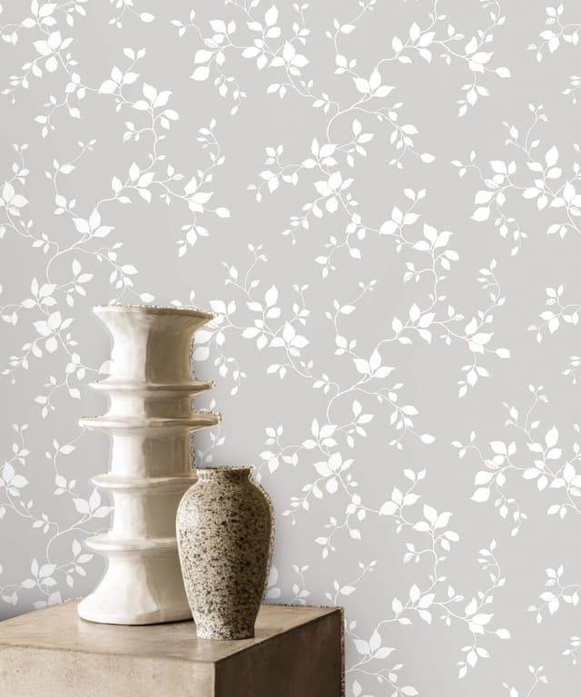 Warm Taupe Birch Vine Wallpaper