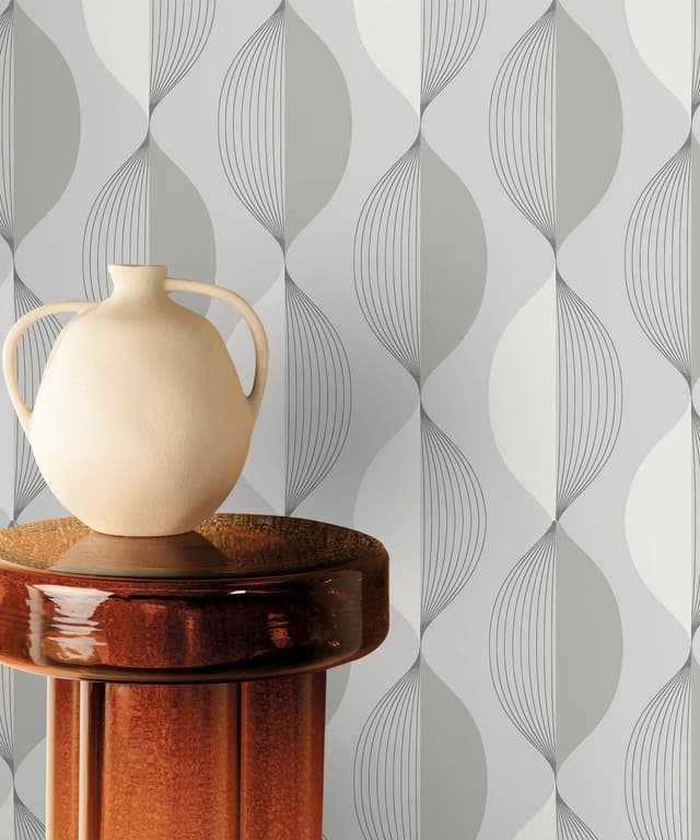 Taupe Wave Flow Wallpaper