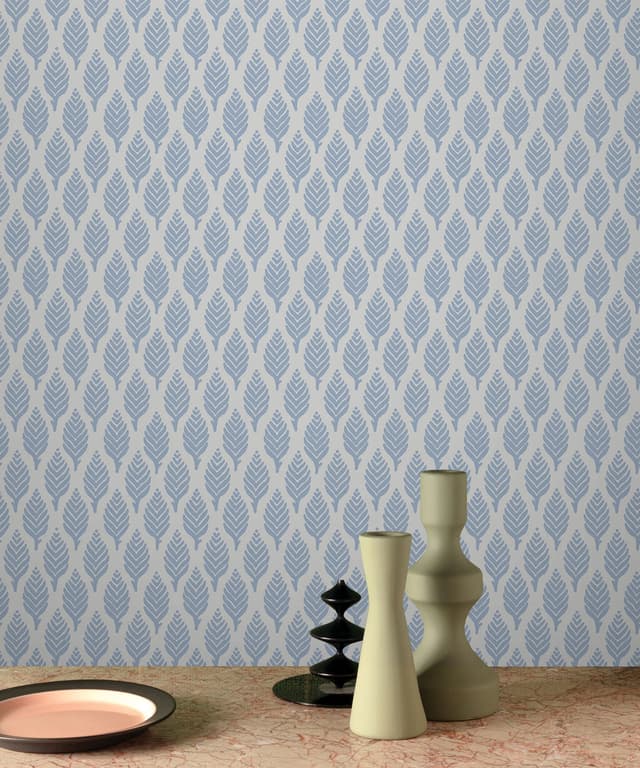Soft Blue Leaf Whisper Wallpaper