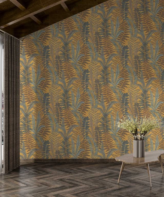Golden Harvest Fern Wallpaper