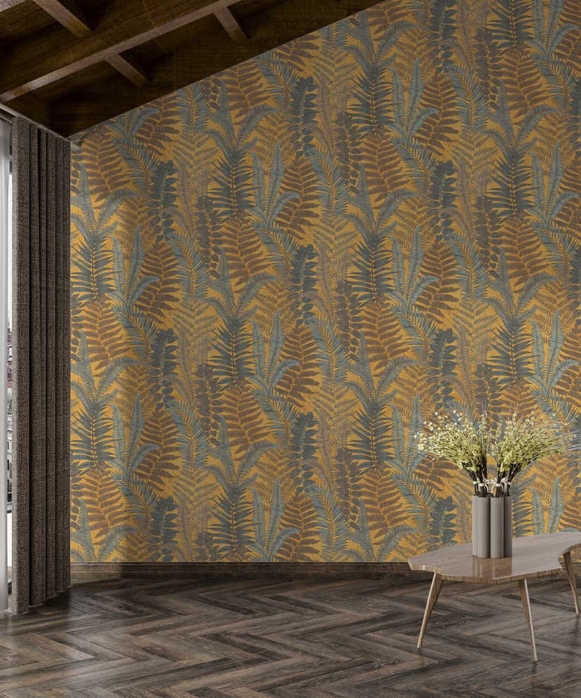 Golden Harvest Fern Wallpaper