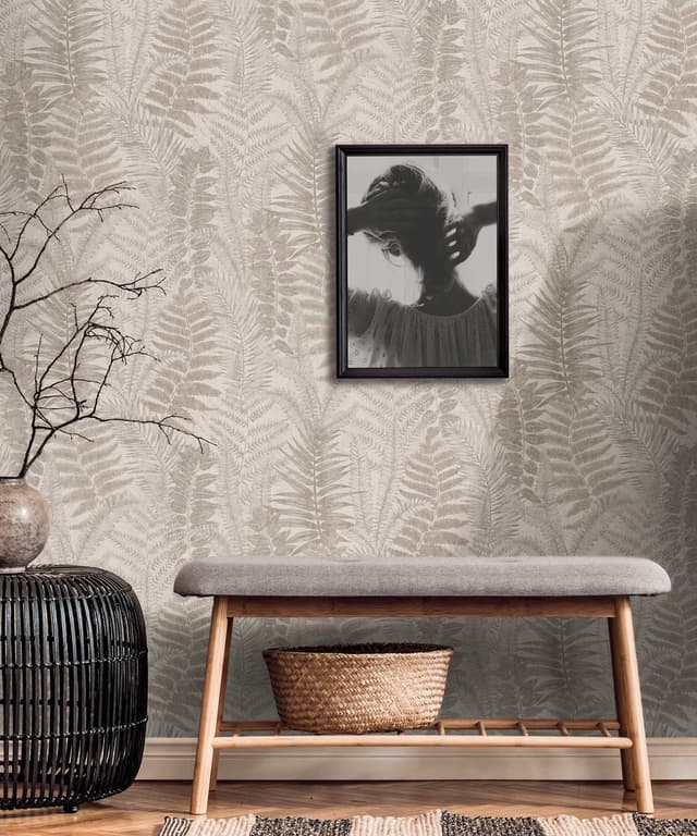 Muted Taupe Fern Wallpaper