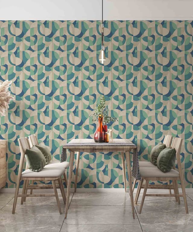 Aqua Harmony Geometric Wallpaper