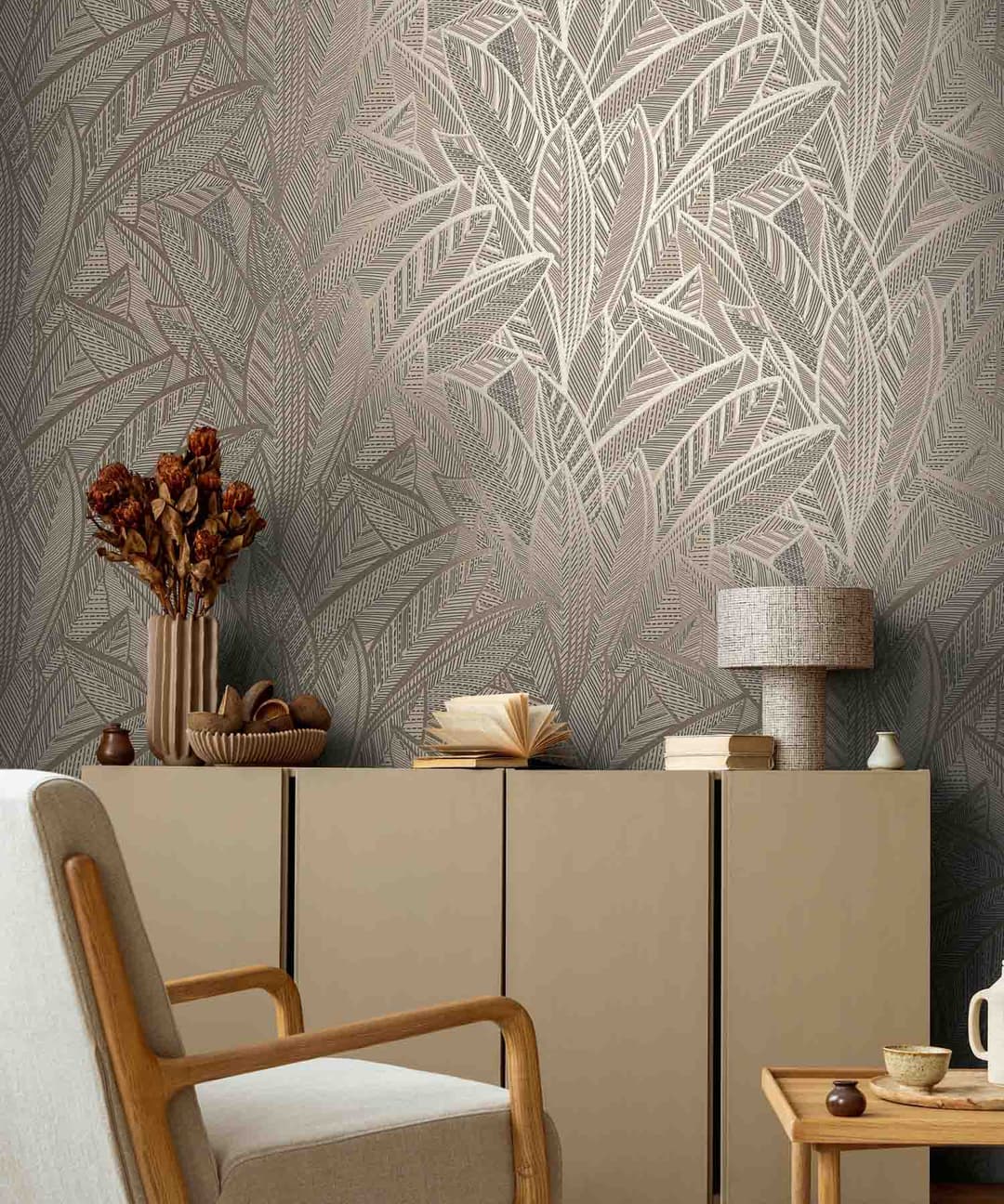 Tribal Earth Leaf Wallpaper
