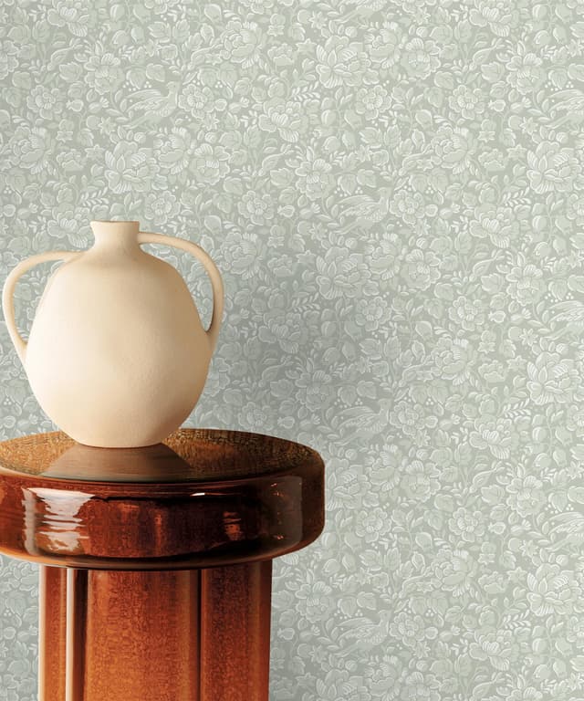 Misty Sage Floral Elegance Wallpaper