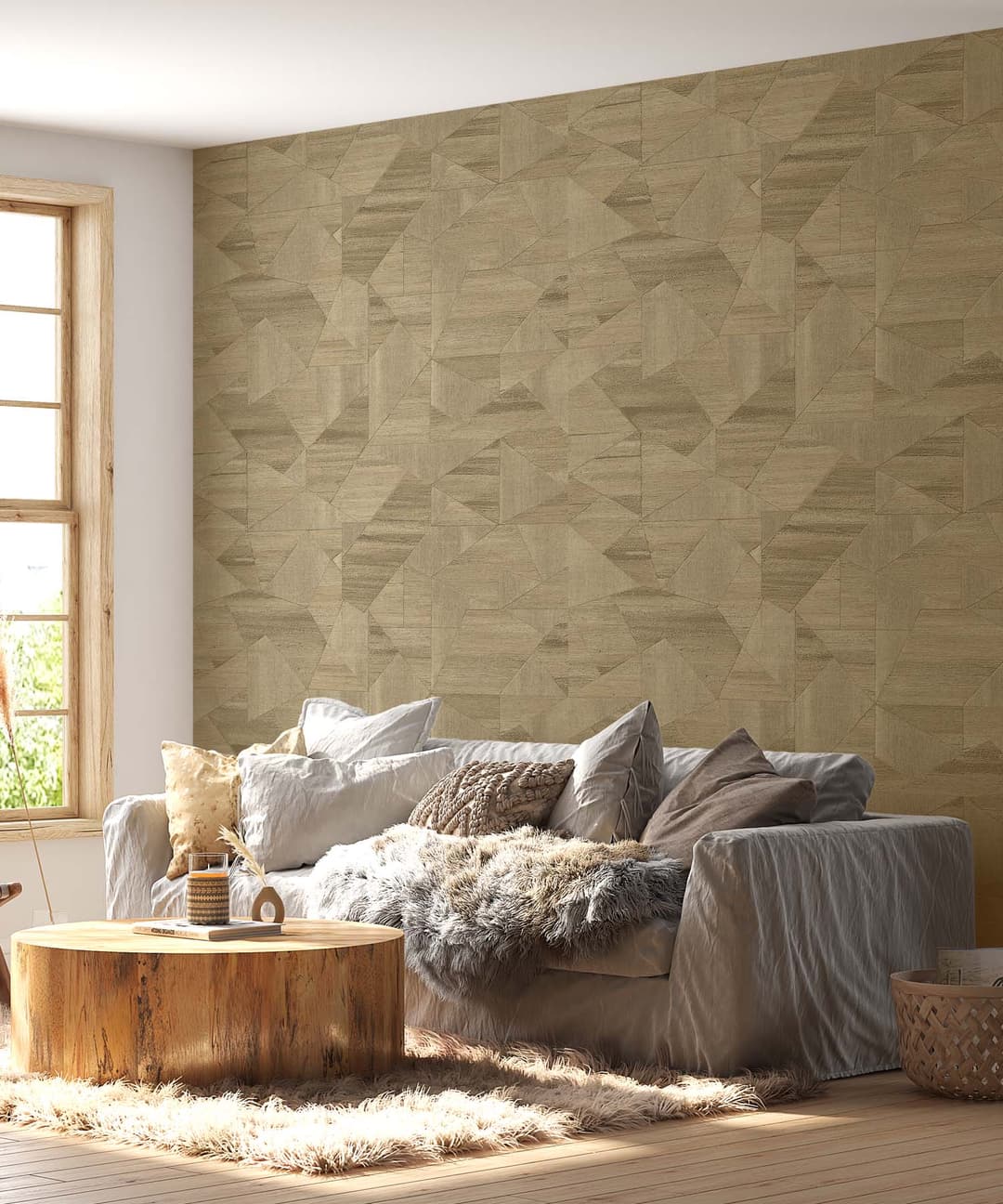 Earthy Wood Blocks Wallpaper