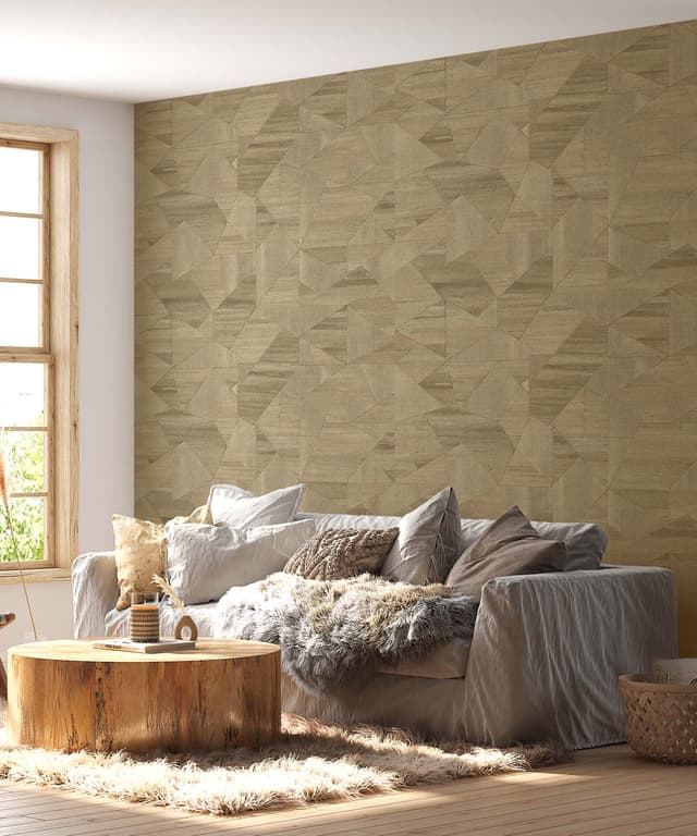 Earthy Wood Blocks Wallpaper