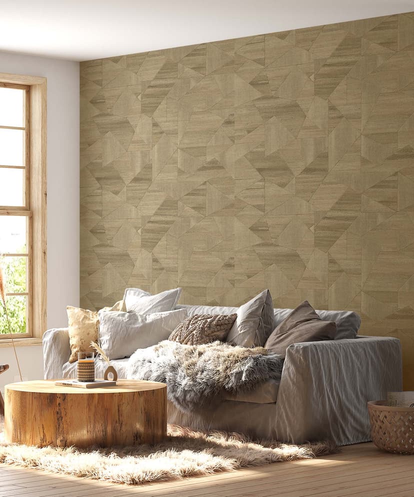 Earthy Wood Blocks Wallpaper