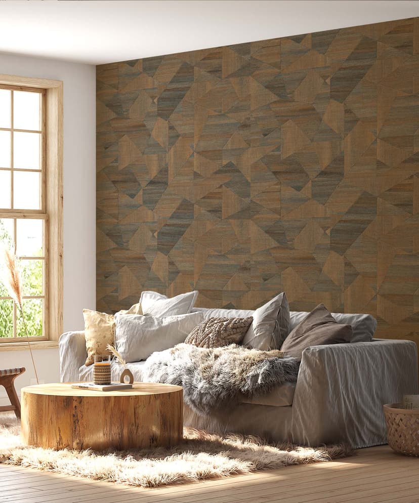 Rustic Patch Blocks Wallpaper