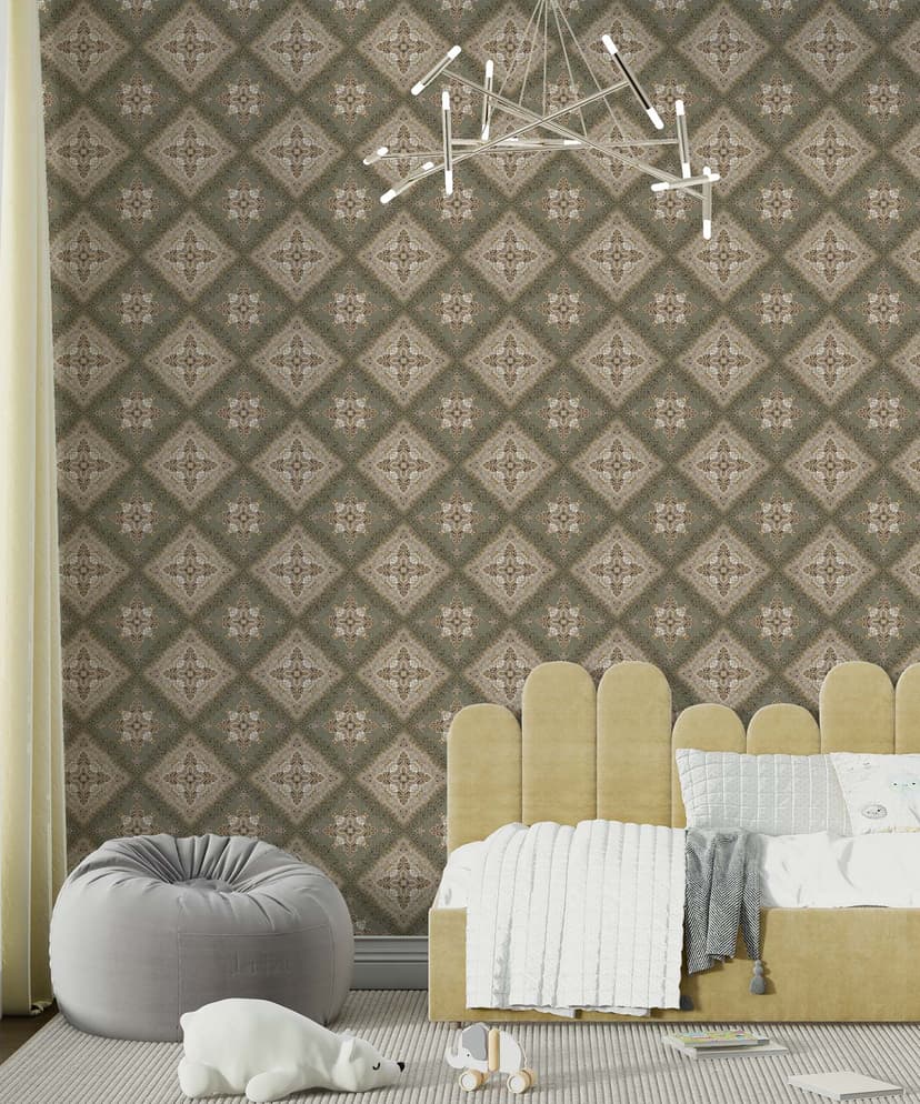 Olive Tile Charm Wallpaper