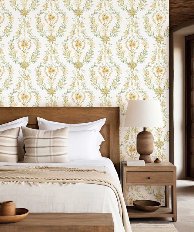 Yellow Floral Vine Wallpaper