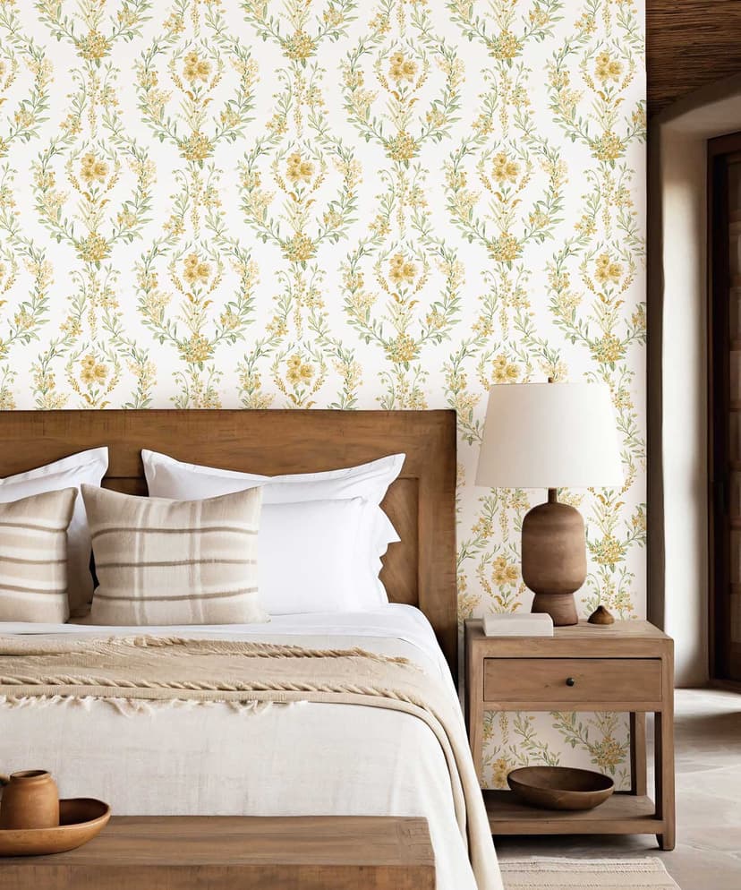 Yellow Floral Vine Wallpaper