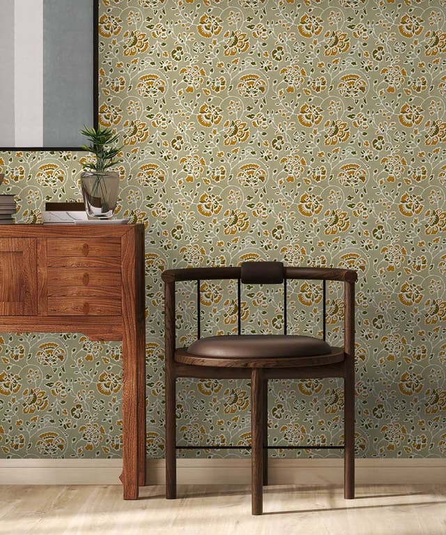 Amber Leaf Gold Wallpaper