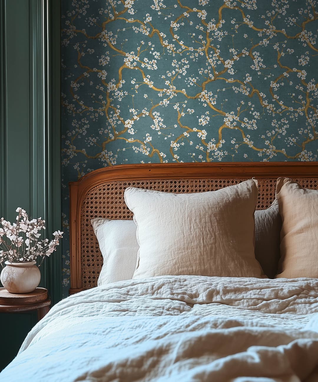 Golden Bloom Teal Wallpaper