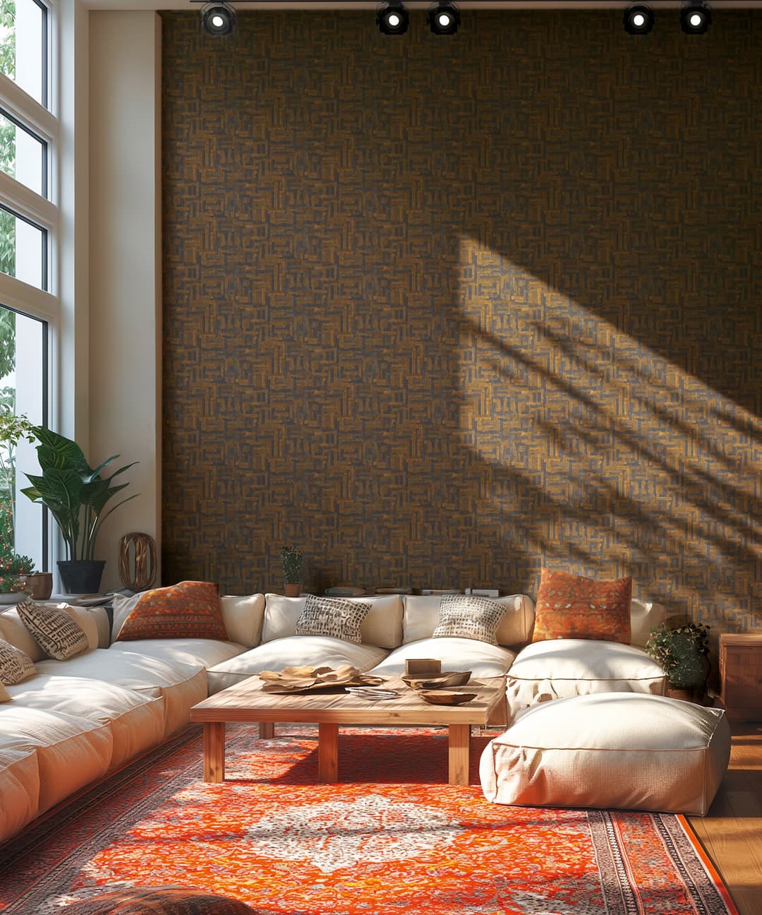 Ochre Maze Texture Wallpaper