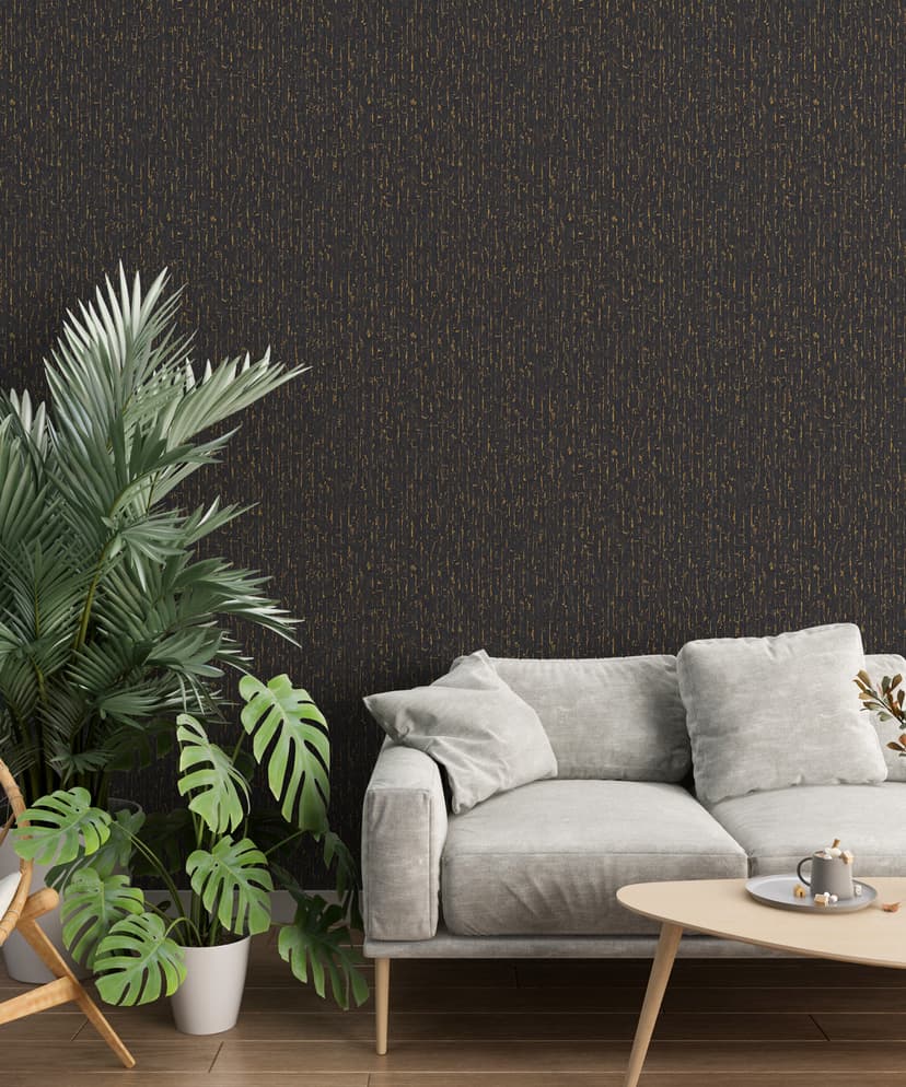 Charcoal Gold Stripe Wallpaper