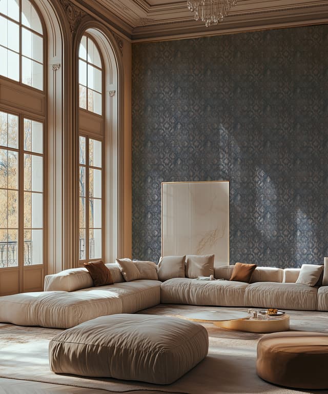 Vintage Blue Motif Wallpaper