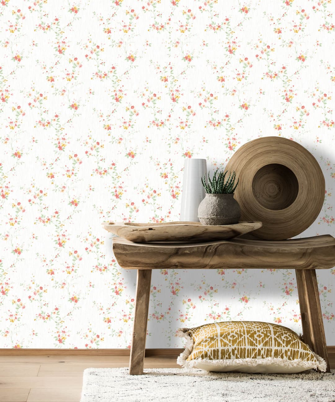 Blossom Trail White Wallpaper