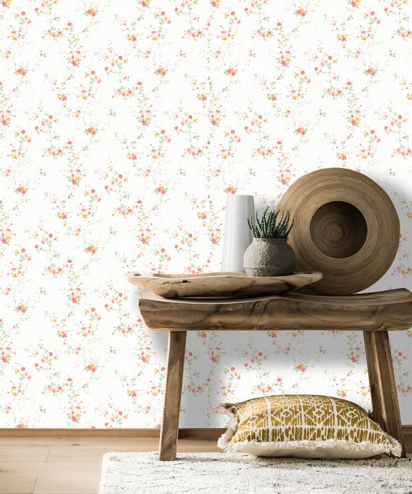 Blossom Trail White Wallpaper