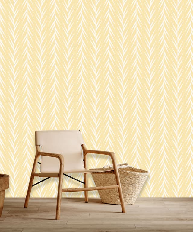 Zig Leaf Light Yellow Wallpaper