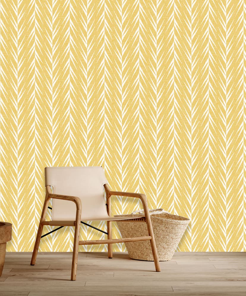Zig Leaf Mustard Wallpaper
