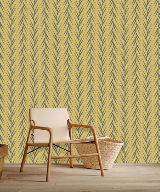 Zig Leaf Olive Green Wallpaper