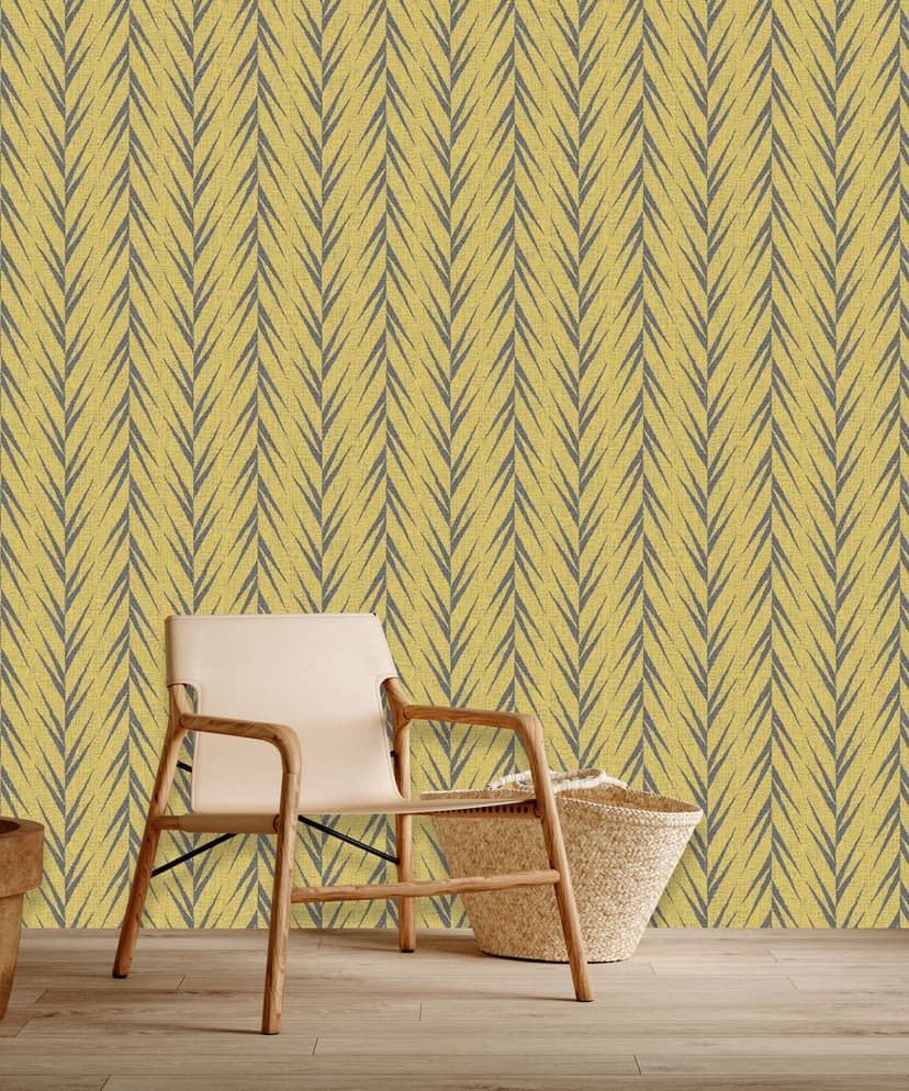 Zig Leaf Olive Green Wallpaper
