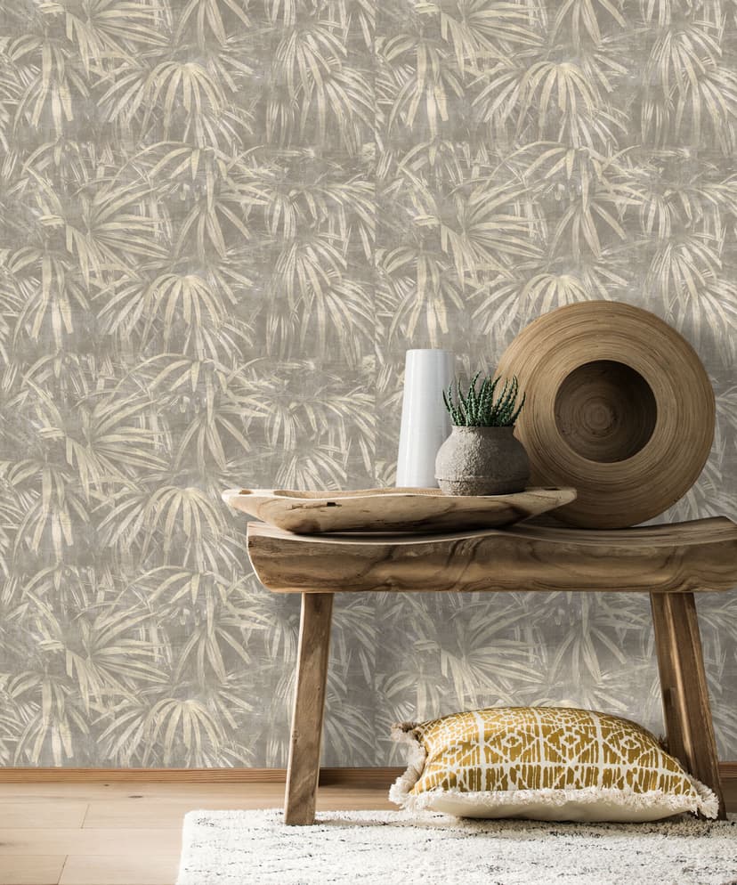 Rustic Leaf Shadow Wallpaper