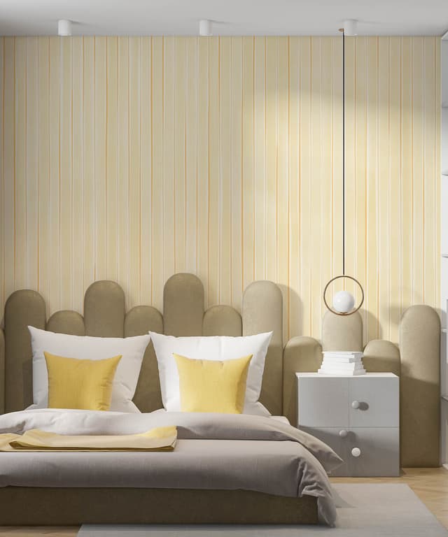 Lemon Pinstripe Flow Wallpaper