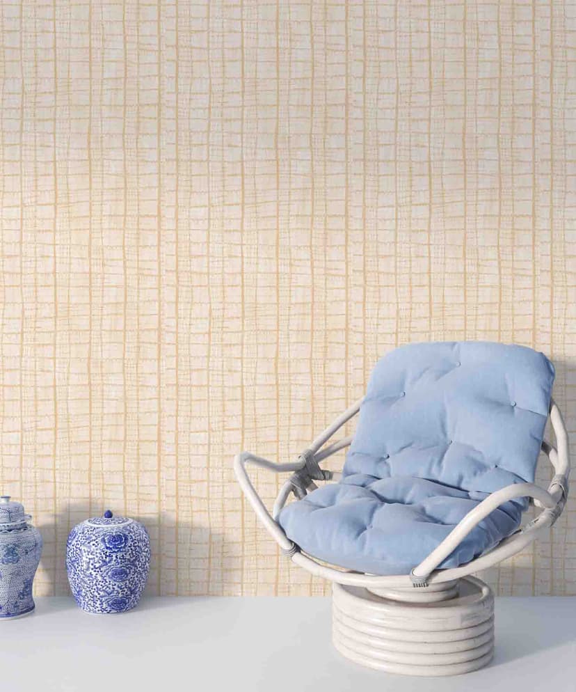 Honey Beige Grid Wallpaper