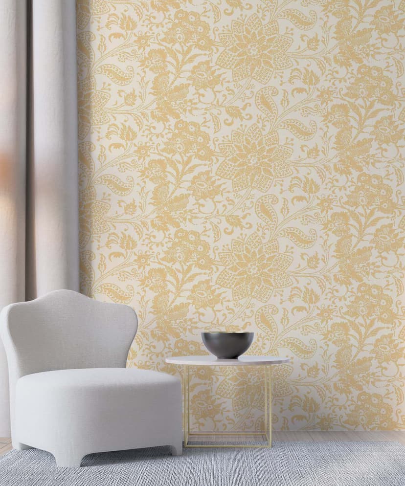 Golden Floral Classic Wallpaper