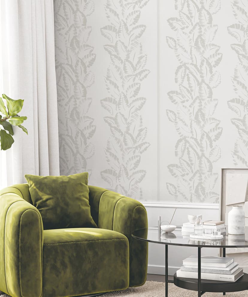 Silver Palm Leaf Wallpaper
