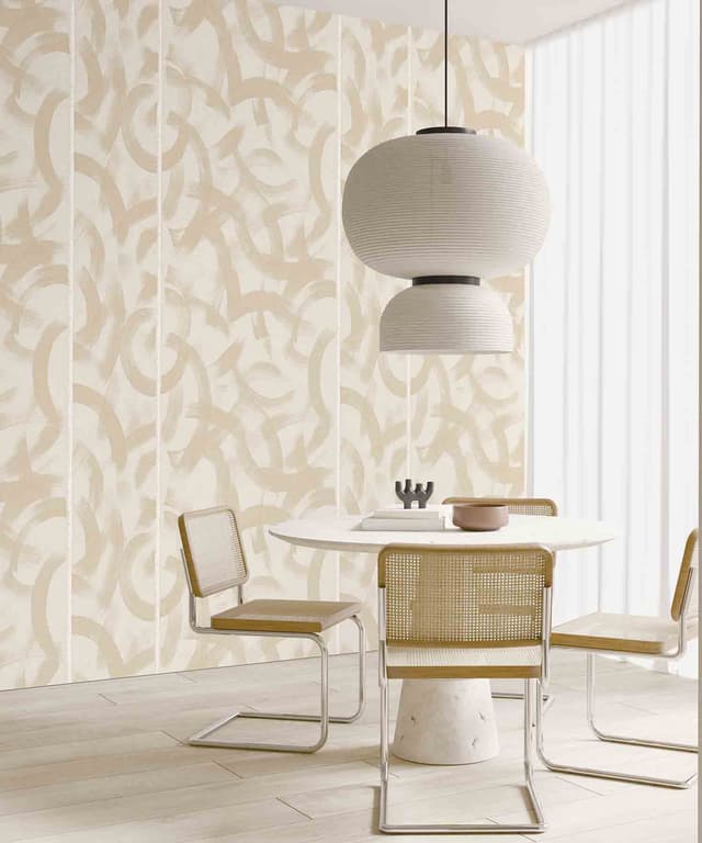 Beige Brushstroke Swirl Wallpaper