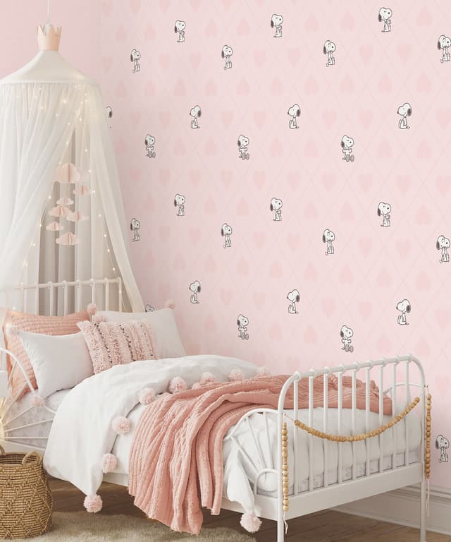 Heart Snoopy Pink Kids Wallpaper