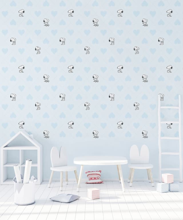 Heart Snoopy Blue Kids Wallpaper