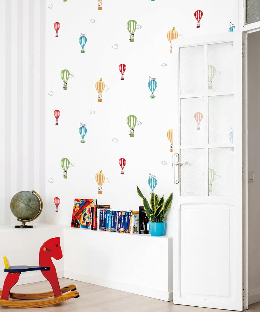 Hot Air Balloon White Kids Wallpaper