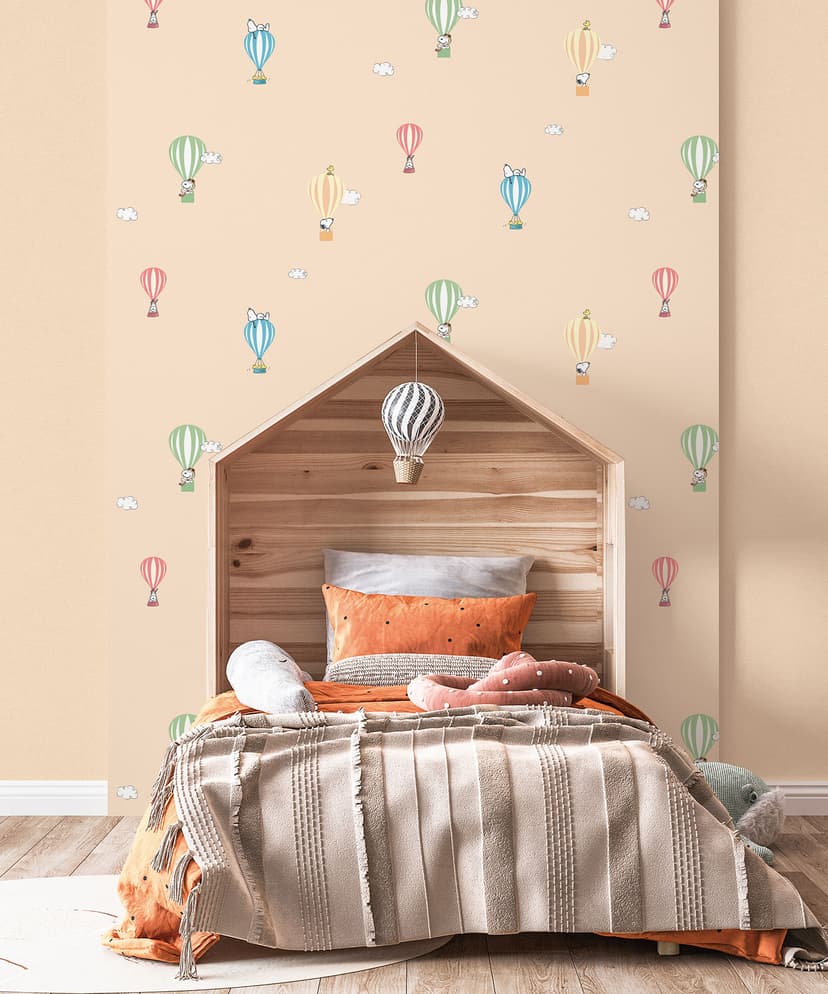 Hot Air Balloon Peach Kids Wallpaper
