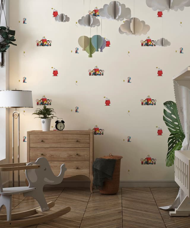 Peanuts Friends Cream Kids Wallpaper