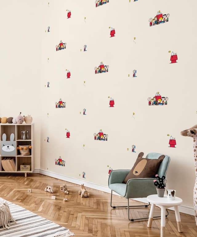 Peanuts Friends Beige Kids Wallpaper