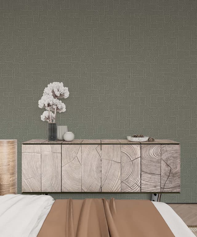 Olive Woven Texture Wallpaper