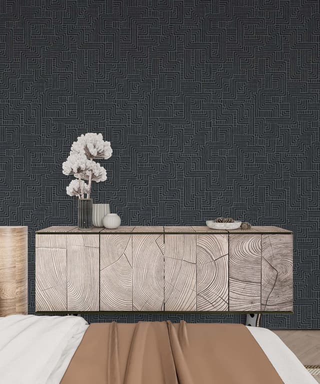 Charcoal Woven Texture Wallpaper