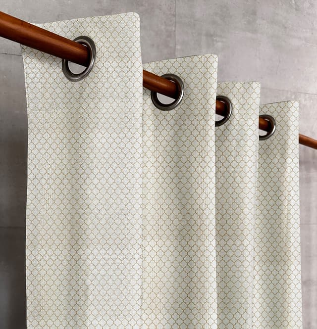 Soft Gray Lattice Frame Curtain