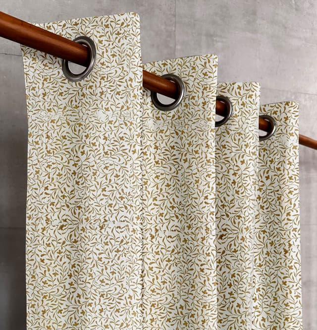 Soft Gray Fern Flow Curtain