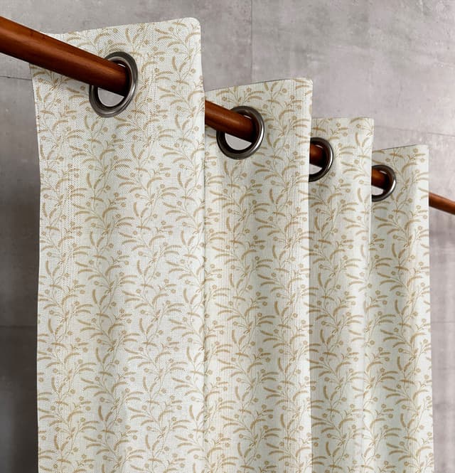 Soft Gray Leaf Stack Curtain