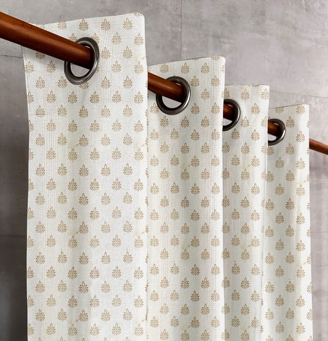 Soft Gray Fern Bloom Curtain